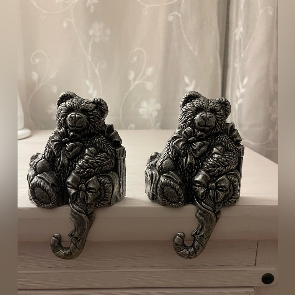 Vintage 90s Pewter Christmas Bears